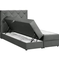 1-Persoons Boxsprings-Leen Bakker Boxspring met opbergruimte Liv geruit - grijs - 120x200 cm