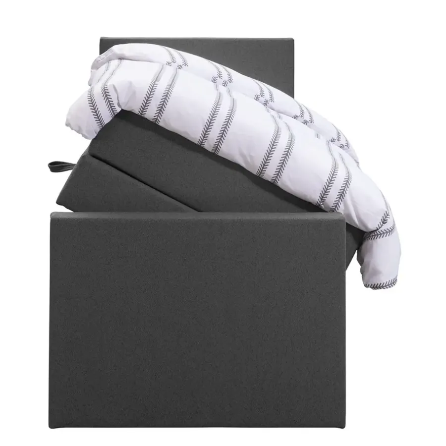 1-Persoons Boxsprings-Leen Bakker Boxspring met opbergruimte en voetbord Liv egaal - antraciet - 90x200cm