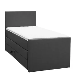 1-Persoons Boxsprings-Leen Bakker Boxspring met opbergruimte en voetbord Liv egaal - antraciet - 90x200cm