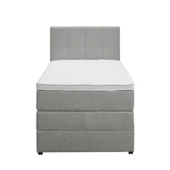 Leen Bakker Boxspring met opbergruimte Liv geblokt - lichtgrijs - 90x200 cm