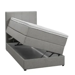 Leen Bakker Boxspring met opbergruimte Liv geblokt - lichtgrijs - 90x200 cm