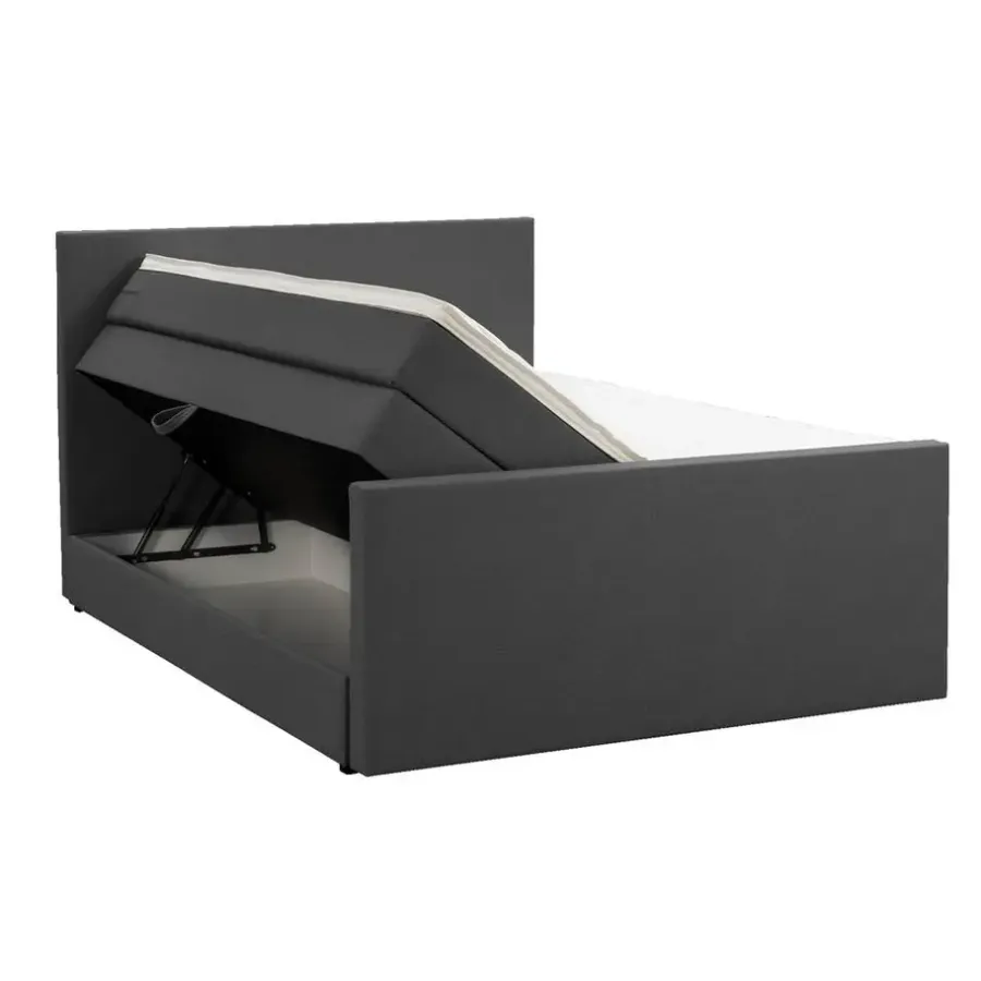 Leen Bakker Boxspring met opbergruimte en voetbord Liv egaal - antraciet - 180x200cm