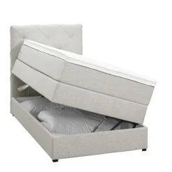1-Persoons Boxsprings-Leen Bakker Boxspring met opbergruimte Liv geruit - ecru - 90x200 cm