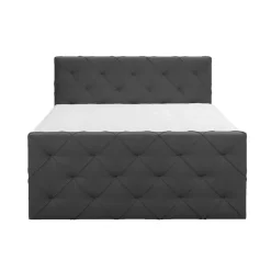 Leen Bakker Boxspring met opbergruimte en voetbord Liv geruit - antraciet - 160x200cm