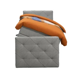 Leen Bakker Boxspring met opbergruimte en voetbord Liv geruit - lichtgrijs - 90x200cm