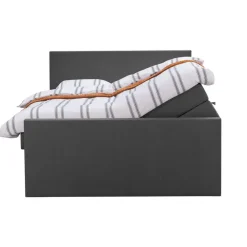 Leen Bakker Boxspring met opbergruimte en voetbord Liv egaal - antraciet - 140x200cm