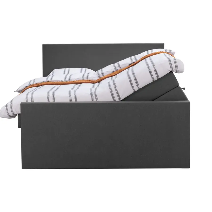 Leen Bakker Boxspring met opbergruimte en voetbord Liv egaal - antraciet - 140x200cm