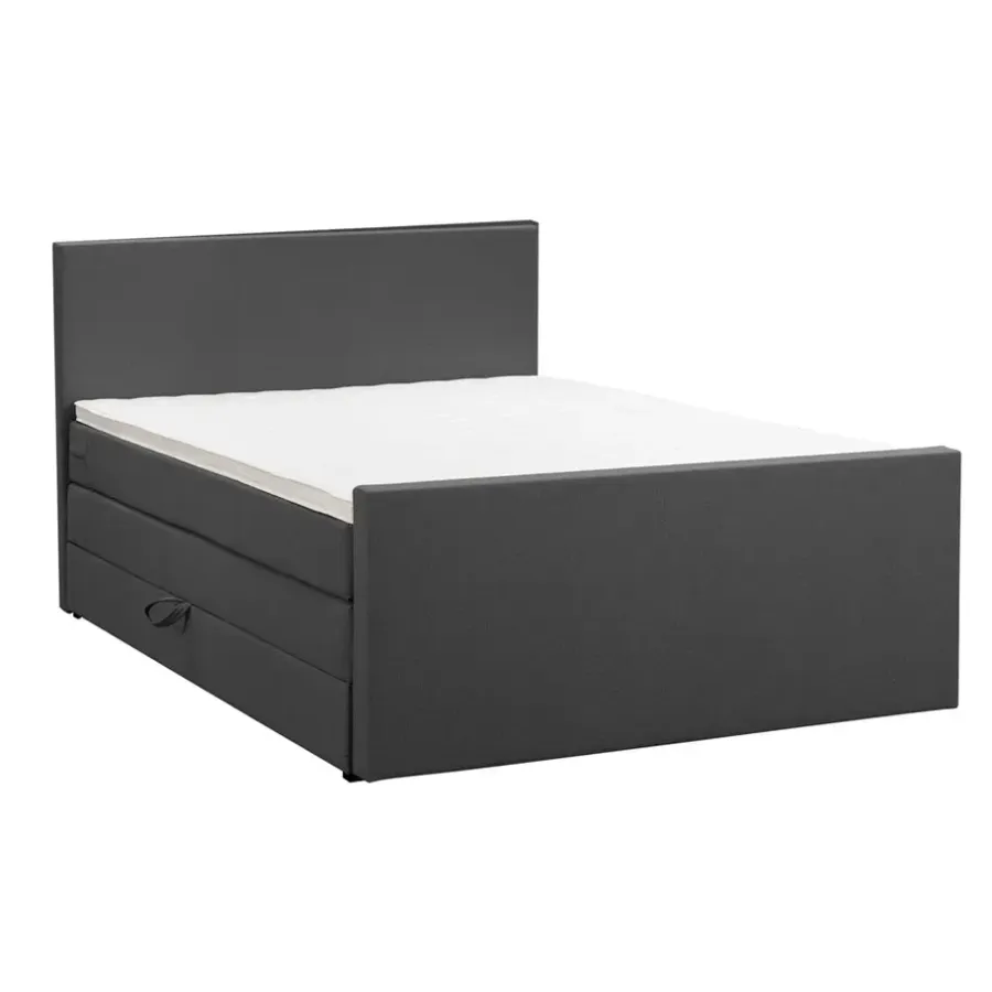 Leen Bakker Boxspring met opbergruimte en voetbord Liv egaal - antraciet - 140x200cm