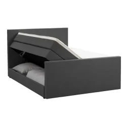 Leen Bakker Boxspring met opbergruimte en voetbord Liv egaal - antraciet - 140x200cm