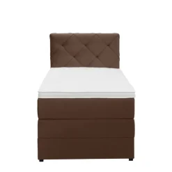 Leen Bakker Boxspring met opbergruimte Liv geruit - bruin - 90x200 cm