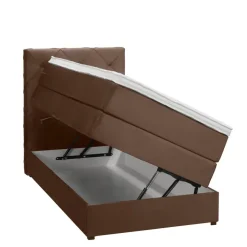 Leen Bakker Boxspring met opbergruimte Liv geruit - bruin - 90x200 cm
