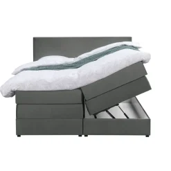 Leen Bakker Boxspring met opbergruimte Liv egaal - grijs - 160x200 cm