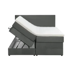 Leen Bakker Boxspring met opbergruimte Liv egaal - grijs - 160x200 cm