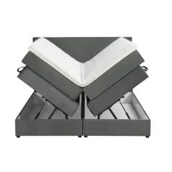 Leen Bakker Boxspring met opbergruimte Liv egaal - grijs - 160x200 cm