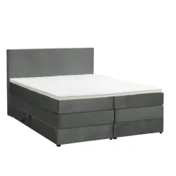 Leen Bakker Boxspring met opbergruimte Liv egaal - grijs - 160x200 cm