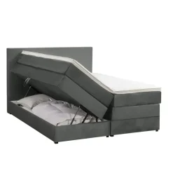 Leen Bakker Boxspring met opbergruimte Liv egaal - grijs - 160x200 cm