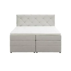 2-Persoons Boxsprings-Leen Bakker Boxspring met opbergruimte Liv geruit - ecru - 140x200 cm