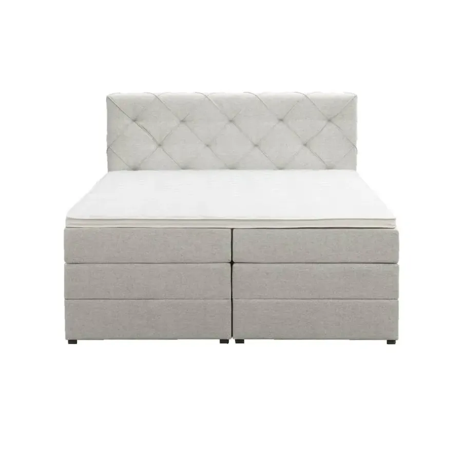 2-Persoons Boxsprings-Leen Bakker Boxspring met opbergruimte Liv geruit - ecru - 140x200 cm