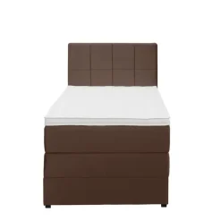 1-Persoons Boxsprings-Leen Bakker Boxspring met opbergruimte Liv geblokt - bruin - 90x200 cm