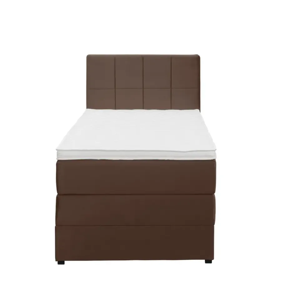 1-Persoons Boxsprings-Leen Bakker Boxspring met opbergruimte Liv geblokt - bruin - 90x200 cm