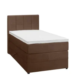 1-Persoons Boxsprings-Leen Bakker Boxspring met opbergruimte Liv geblokt - bruin - 90x200 cm