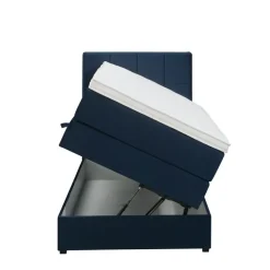 1-Persoons Boxsprings-Leen Bakker Boxspring met opbergruimte Liv geblokt - blauw - 90x200 cm