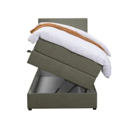 1-Persoons Boxsprings-Leen Bakker Boxspring met opbergruimte Liv egaal - groen - 90x200 cm