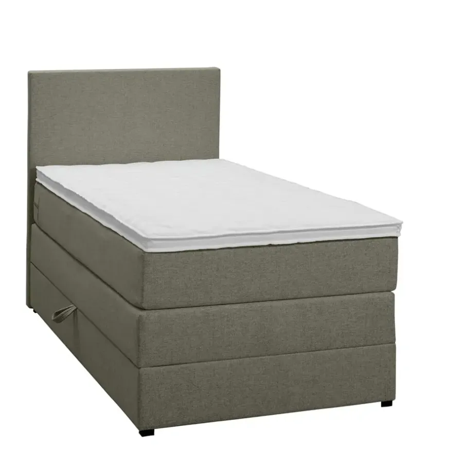 1-Persoons Boxsprings-Leen Bakker Boxspring met opbergruimte Liv egaal - groen - 90x200 cm