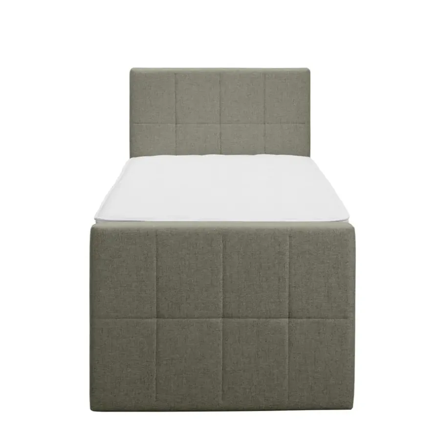 1-Persoons Boxsprings-Leen Bakker Boxspring met voetbord Liv geblokt - groen - 90x200 cm - ronde poot