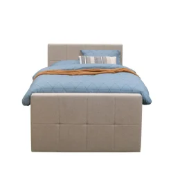 1-Persoons Boxsprings-Leen Bakker Boxspring met voetbord Liv geblokt - beige - 120x200 cm - slanke poot