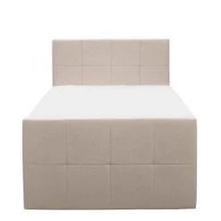 1-Persoons Boxsprings-Leen Bakker Boxspring met voetbord Liv geblokt - beige - 120x200 cm - slanke poot