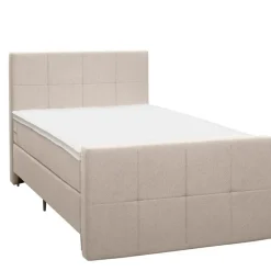 1-Persoons Boxsprings-Leen Bakker Boxspring met voetbord Liv geblokt - beige - 120x200 cm - slanke poot