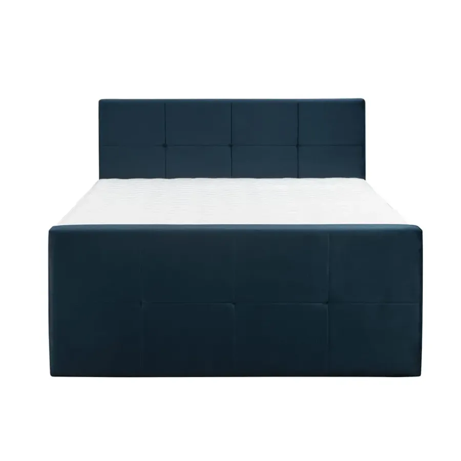 2-Persoons Boxsprings-Leen Bakker Boxspring met voetbord Liv geblokt - blauw - 180x200 cm - ronde poot
