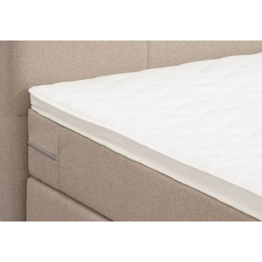 2-Persoons Boxsprings-Leen Bakker Boxspring met voetbord Liv geblokt - beige - 140x200 cm - ronde poot