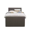 1-Persoons Boxsprings-Leen Bakker Boxspring met voetbord Liv geblokt - donkerbruin - 120x200 cm - slanke poot