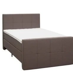 1-Persoons Boxsprings-Leen Bakker Boxspring met voetbord Liv geblokt - donkerbruin - 120x200 cm - slanke poot