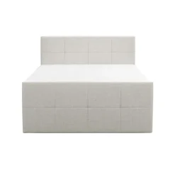 Leen Bakker Boxspring met voetbord Liv geblokt - ecru - 140x200 cm - vierkante poot