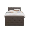 Leen Bakker Boxspring met voetbord Liv geruit - donkerbruin - 120x200 cm - vierkante poot
