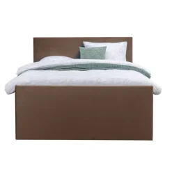 2-Persoons Boxsprings-Leen Bakker Boxspring met voetbord Liv egaal - bruin - 160x200 cm - slanke poot