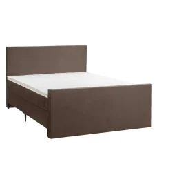 2-Persoons Boxsprings-Leen Bakker Boxspring met voetbord Liv egaal - bruin - 160x200 cm - slanke poot