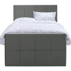 Leen Bakker Boxspring met voetbord Liv geblokt - grijs - 120x200 cm - slanke poot