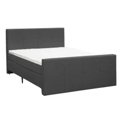 2-Persoons Boxsprings-Leen Bakker Boxspring met voetbord Liv geblokt - antraciet - 160x200 cm - slanke poot