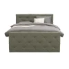 Leen Bakker Boxspring met voetbord Liv geruit - groen - 140x200 cm - slanke poot