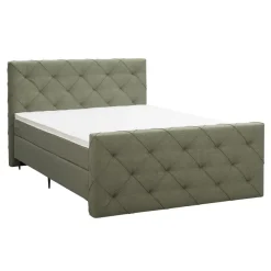 Leen Bakker Boxspring met voetbord Liv geruit - groen - 140x200 cm - slanke poot