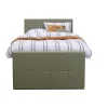 Leen Bakker Boxspring met voetbord Liv geblokt - groen - 120x200 cm - ronde poot