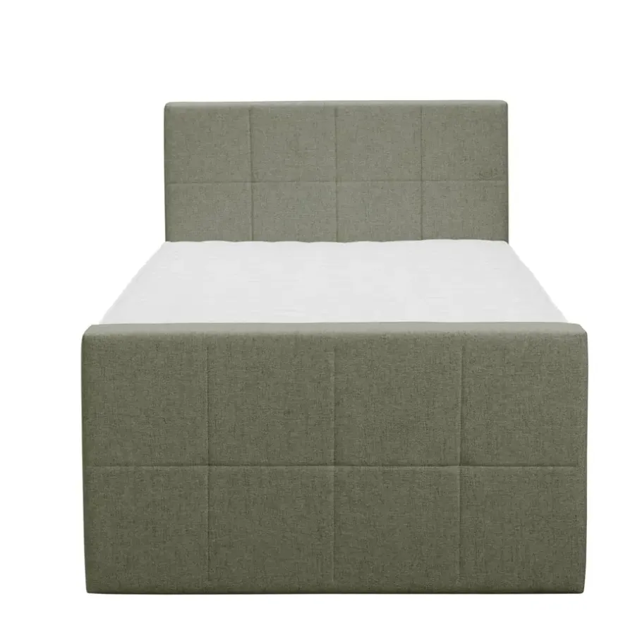 Leen Bakker Boxspring met voetbord Liv geblokt - groen - 120x200 cm - ronde poot