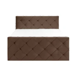 Leen Bakker Boxspring met voetbord Liv geruit - bruin - 180x200 cm - slanke poot