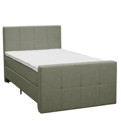 1-Persoons Boxsprings-Leen Bakker Boxspring met voetbord Liv geblokt - groen - 120x200 cm - slanke poot