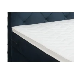 1-Persoons Boxsprings-Leen Bakker Boxspring met voetbord Liv geruit - blauw - 90x200 cm - slanke poot