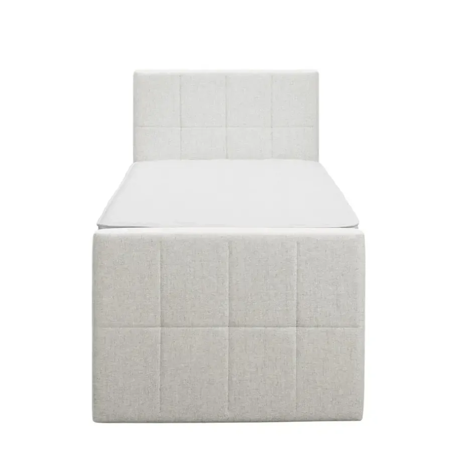 Leen Bakker Boxspring met voetbord Liv geblokt - ecru - 90x200 cm - slanke poot